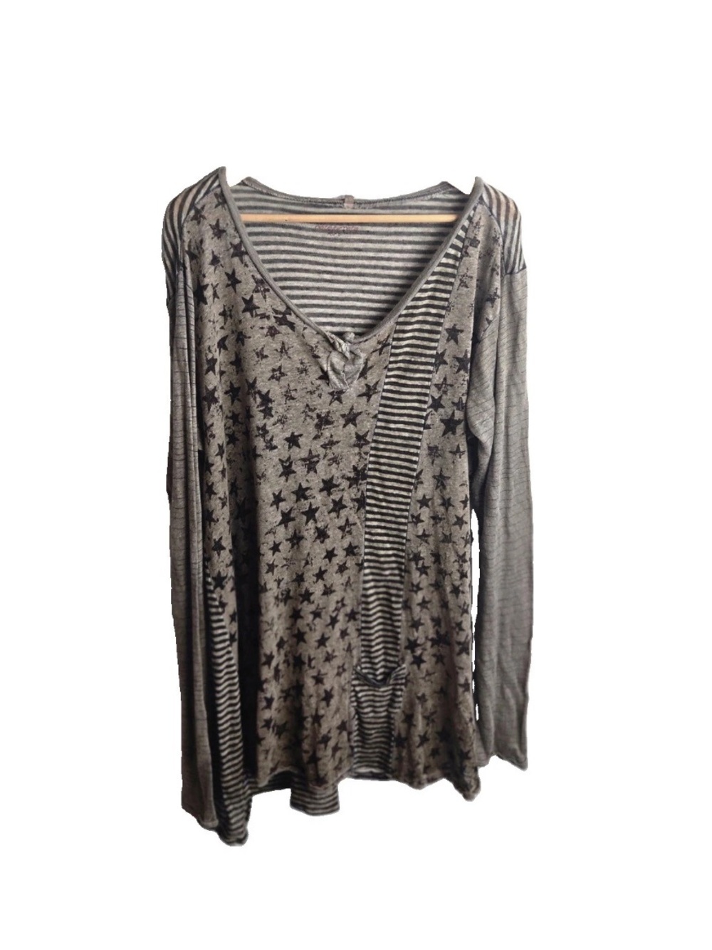 Pete & Greta Johnny Was Size S Linen Star Stripe Henley Tunic Lagenlook Top